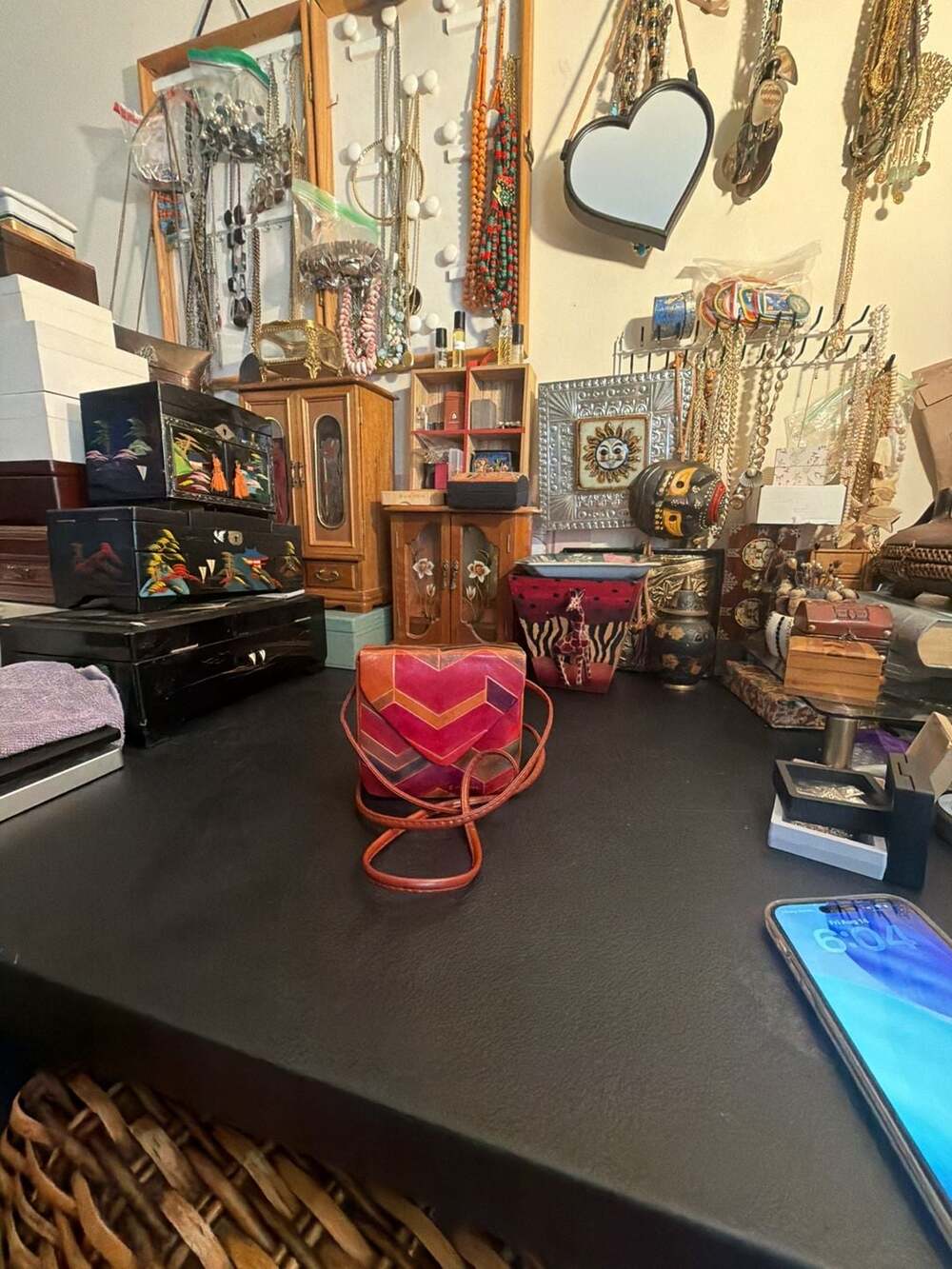 Vintage 1993 MTC Genuine Leather Geometric Crossbody Bag